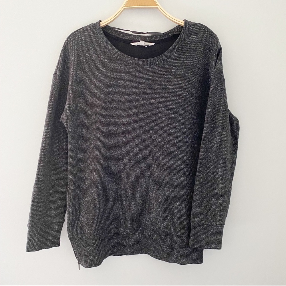 Danskin Now Dark Gray Scoop Neck Women Sweatshirt